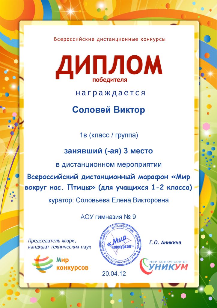 Победители конкурса учащихся Победители конкурса учащихся